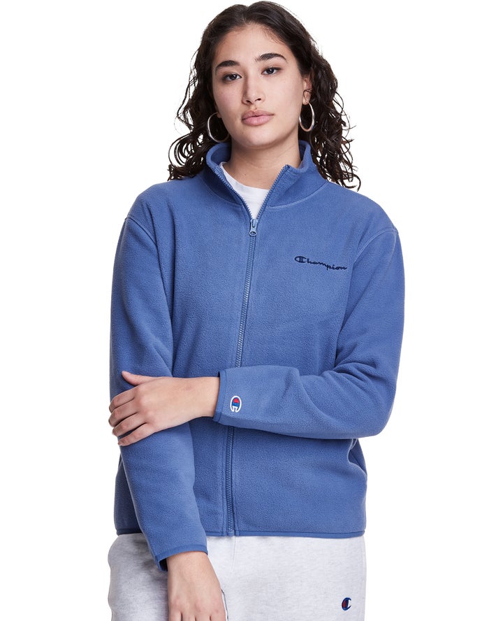 Champion Polar Fleece Full Zip Mock Neck Kadın Ceket Mavi ( MJGUNB461 )